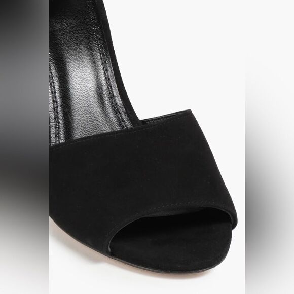 NWOB MAJE $360 Black Suede Studded Block Heel Open Toe Sandals size 36 US 6 - Picture 4 of 9